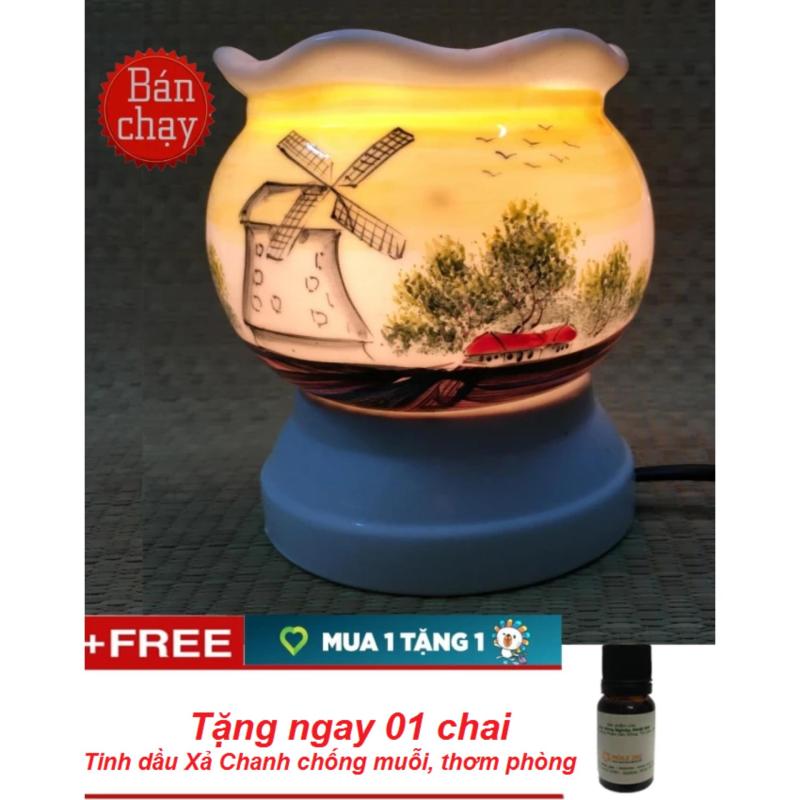 Đen xông tinh dầu gốm sứ cao cấp + Tặng 01 tinh dầu