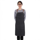 epayst Denim Bib Apron Leather Strap Baker Bartender BBQ Chef Work Cook Uniform A