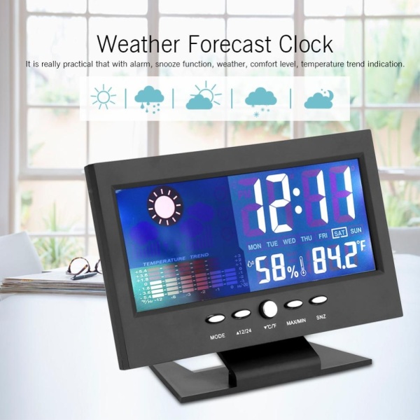 Bảng giá epayst Digital Temperature Humidity Meter Clock Alarm Comfort Level Weather Forecasts Calendar