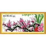 Tranh thêu chữ thập mai khai phú quý DLH-222396-Ngọc Thịnh