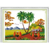 Tranh thêu chữ thập làng quê DLH-222808-Ngọc Thịnh