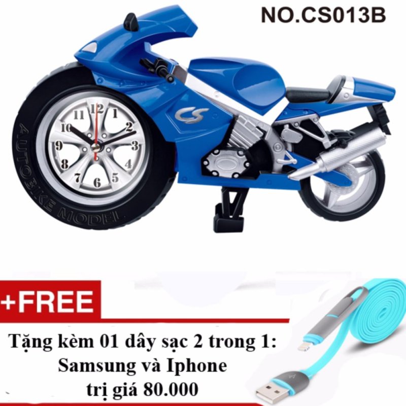 Đồng hồ báo thức hình xe phân khối lớn loại to + Tặng 01 sạc điện thoại 2 trong 1 bán chạy