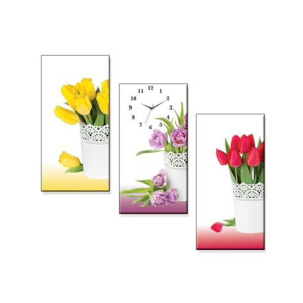 Đồng hồ tranh Bộ ba hoa Tulip Dyvina 3T3060-9