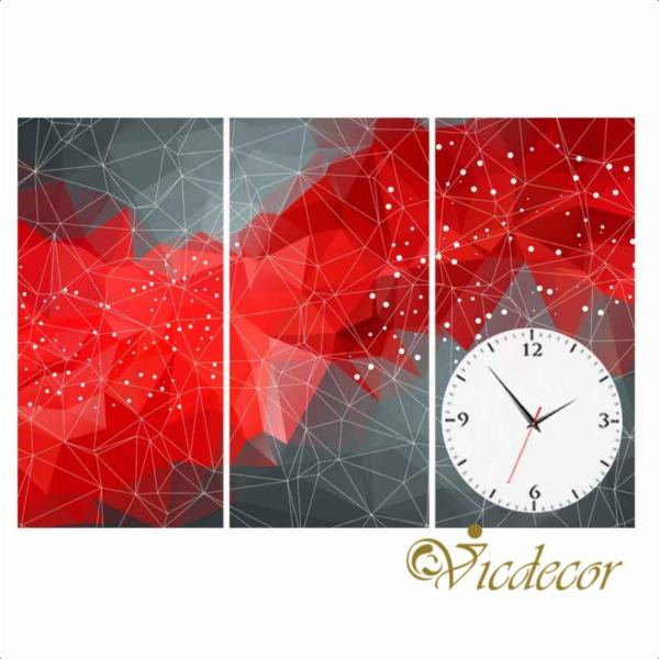 Đồng hồ tranh Sắc đỏ huyền diệu Vicdecor DHT0739 (40cm x 80cm x 3 tấm)