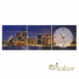 Đồng hồ tranh Sydney về đêm 1 Vicdecor DHT0781 (60cm x 60cm x 3 tấm)