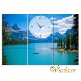 Đồng hồ tranh Vẻ đẹp hồ Maligne Vicdecor DHT0649 (40cm x 80cm x 3 tấm)