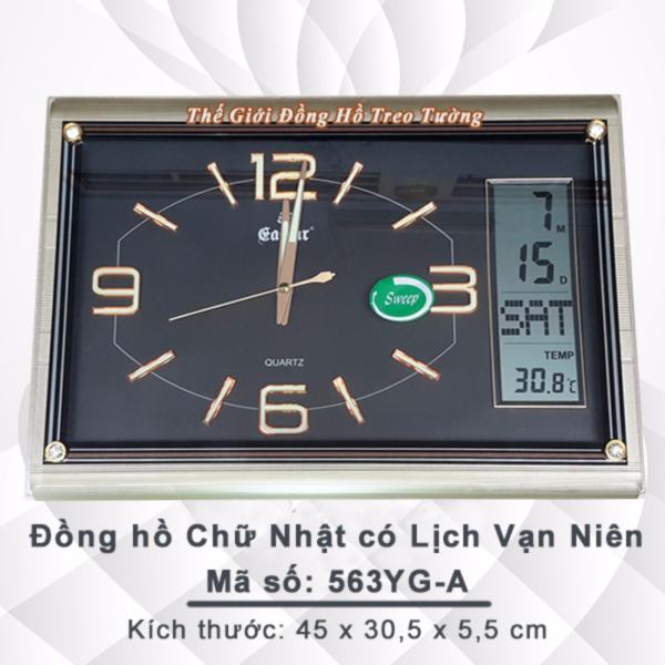 Đồng hồ Treo tường Chữ nhật Dạ Quang & Màn hình Điện tử Lịch, Nhiệt Độ