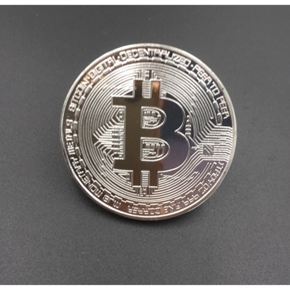 Đồng xu bitcoin xi màu bạc 24k - P&H Case