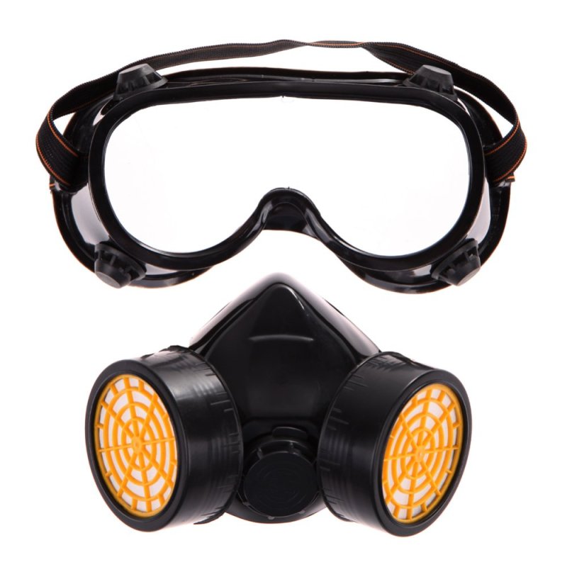 Dual Gas Filter Anti Dust Paint Respirator Mask Goggles Industrial Safety (Intl)