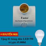 Đui đèn cảm ứng mắt thần Faster (Trắng) + Tặng bóng đèn LED 5W Siêu Sáng