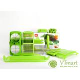 Bộ dụng cụ cắt gọt rau củ quả đa năng Nicer Dicer Plus (Màu Trắng Xanh)- Tặng kèm que đánh trứng inox