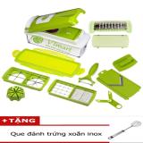 Bộ dụng cụ cắt gọt rau củ quả đa năng Nicer Dicer Plus (Màu Trắng Xanh)- Tặng kèm que đánh trứng inox