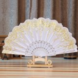 Quạt cầm tay phiên bản Trung Quốc dài 23cm khung nhựa và vải in họa tiết hoa bắt mắt (Màu sắc có thể khác do điều kiện ánh sáng) - INTL