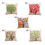 Fashion Simple Linen Cushion Cover Colorful Tree Pattern Sofa Chair Waist Pillowcase Throw Pillow Cover 5 Color - intl