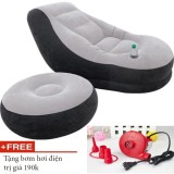 Ghế hơi tựa lưng bọc nhung Lazy Sofa, có đôn gác chân + tặng máy bơm hơi điện 220v