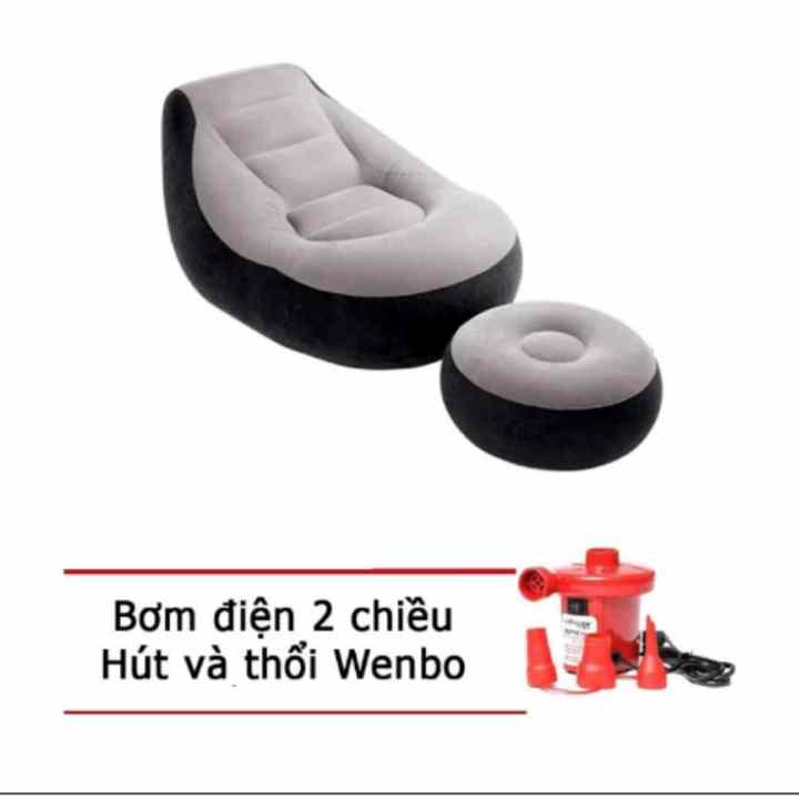 Ghế hơi tựa lưng Intex + Tặng 1 bơm điện