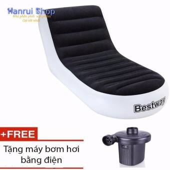 WorldMart Ghế lười hơi Bestway, Lazy flocking inflatable sofa (165x84x79)cm + tặng bơm hơi điện 220v