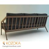 Ghế sofa da 3 chỗ KATAKANA (đen - vân gỗ Oak nâu)