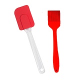 Bộ 1 Cây vét bột Spatula silicon cán nhựa trong 24cm và 1 chổi quét silicon đúc 21cm