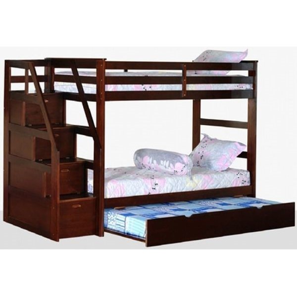 Giường 3 tầng Kiwi Honey 165 3 ngăn tủ cầu thang chứa đồ tiện lợi, cầu thang có thể đảo chiều linh hoạt (Nâu)
