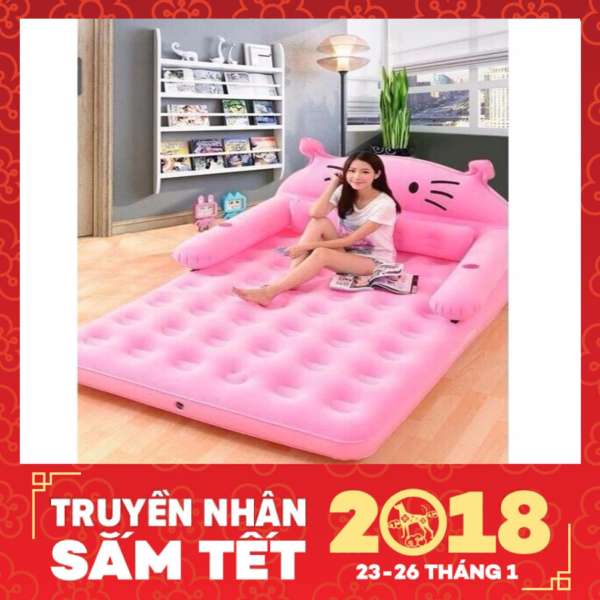 Giường hơi hình thú 150x230x22cm AL-230CM  + Tặng kèm bơm điện 250k (Hồng)