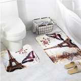 GOOD 2Pcs/Set Paris Eiffel Tower Non-Slip Bathroom Toilet Pedestal Rug + Bath Mat Mulitcolour - intl