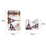 GOOD 2Pcs/Set Paris Eiffel Tower Non-Slip Bathroom Toilet Pedestal Rug + Bath Mat Mulitcolour - intl