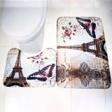 GOOD 2Pcs/Set Paris Eiffel Tower Non-Slip Bathroom Toilet Pedestal Rug + Bath Mat Mulitcolour - intl