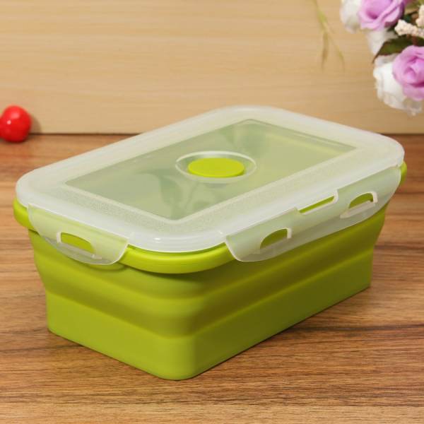 Xanh 800 ml TTLIFE 2016 Mới Dẻo Silicone Ốp Di Động Hộp Cơm Bát Bento Hộp Gấp Gọn Bảo Quản Thực Phẩm Đựng hộp Cơm Trưa thân thiện với môi trường-quốc tế