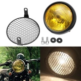 Grill Retro Amber Vintage Motorcycle Side Mount Headlight Cafe Racer Bobber New - intl