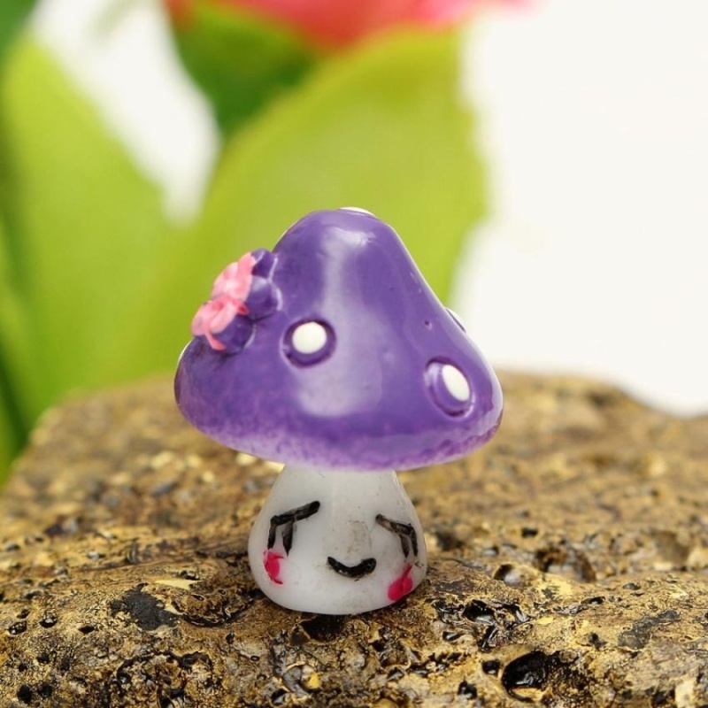 HappyLife Diy Potted Flower Plant Craft Mushroom Garden Decoration Miniaturehouse Ornament Purple - intl