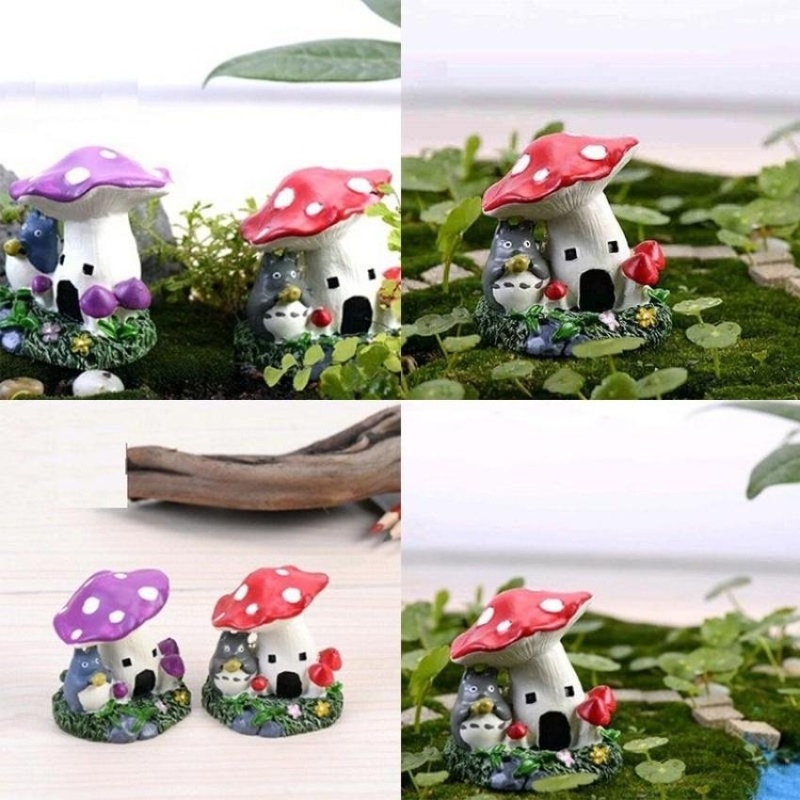 HappyLife Fashion Cartoon Mushroom House Moss Micro Landscape Terrariumjardin Decoration Fairy Garden Miniatures Gnome Bonsai Homeornaments - intl