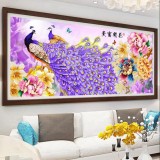 Tranh thêu chữ thập đôi công tím monalisa HH0832-Ngọc Thịnh