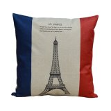 Cao Qualtiy Linen Thời Trang Gối Tháp Eiffel Bao Vuông in hình Eiffel Bông tấm áo gối chần gòn-Trắng