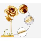 Hoa hồng mạ vàng 24K V.2 (có đế, bông màu vàng)