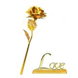Hoa hồng mạ vàng 24K V.2 (có đế, bông màu vàng)