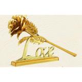 Hoa hồng mạ vàng 24K V.2 (có đế, bông màu vàng)