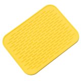 Holder Mat Silicone Kitchen Trivet Pot Tray Straightener Heat Non-slip Resistant Yellow - intl