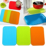 Holder Mat Silicone Kitchen Trivet Pot Tray Straightener Heat Non-slip Resistant Yellow - intl