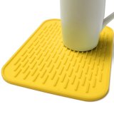 Holder Mat Silicone Kitchen Trivet Pot Tray Straightener Heat Non-slip Resistant Yellow - intl