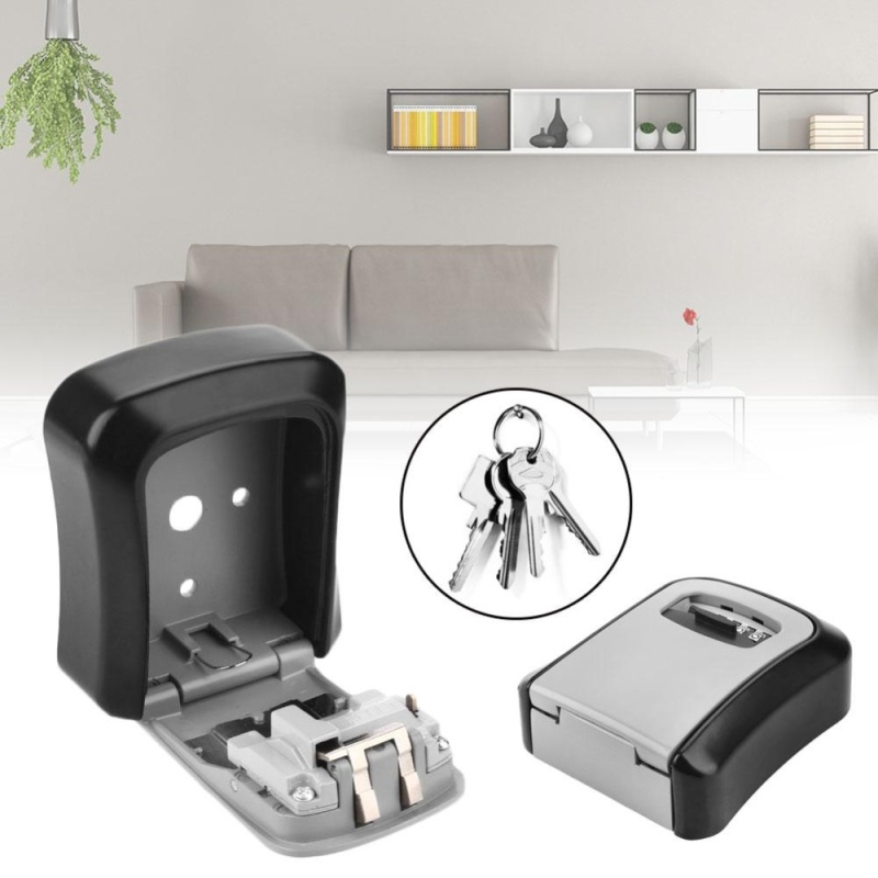 Home Wall-Mounted Convenient 4 Digit Password Key Metal Alloy Safe Box Storage - intl