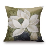 Honana WX-D1 45x45cm Vintage Lotus Flower Cotton Linen Throw Pillow Case Waist Cushion Cover - intl