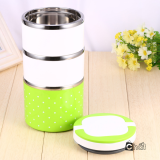 [Lấy mã giảm thêm 30%] Hộp Cơm Giữ Nhiệt 3 Tầng Chấm Bi (Xanh dương)