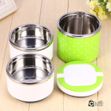 [Lấy mã giảm thêm 30%] Hộp Cơm Giữ Nhiệt 3 Tầng Chấm Bi (Xanh dương)