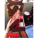 Hộp đựng con dấu bằng gỗ hương đỏ quý mặt trạm bát tiên (HD01)