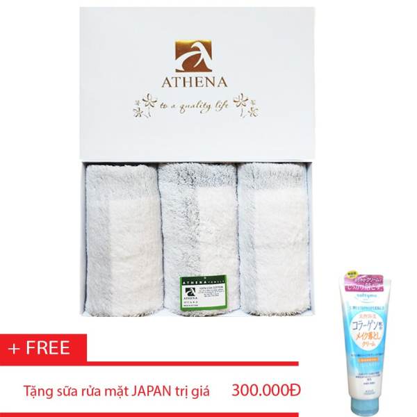 Hộp khăn quà tặng Athena + Tặng kèm sửa rửa mặt hàng nội địa JAPAN