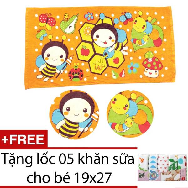 Hộp khăn tắm đi biển Athena họa tiết ong vui vẻ + Tặng 1 lốc khăn baby