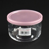 Hộp thủy tinh có nắp đậy loại màu hồng tròn 420ml - Hàng nhập khẩu Nhật bản, Siêu thị SAKURA, SAKURA Store