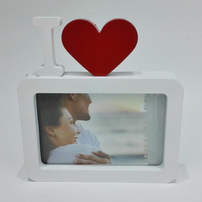 I Love You Photo Frame Red Heart Shaped With One Picture 6x4\" For New Baby And Sweet Lover Gifts - intl