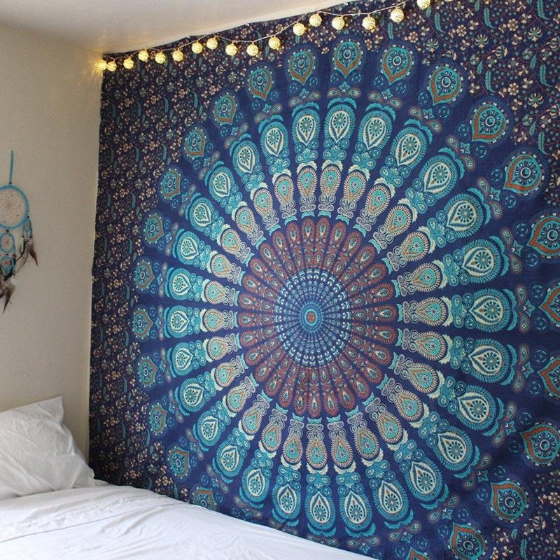 Indian Mandala Tapestry Hippie Wall Hanging Tapestries Boho Bedspread Beach Towel Yoga Mat Blanket Table Cloth 210x148cm - intl